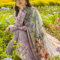 MUSHQ-3PC DHANAK EMBROIDERED SHIRT WITH COUTRAI WOOL PRINTED SHAWL AND TROUSER - 14018