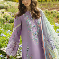 MUSHQ-3PC DHANAK EMBROIDERED SHIRT WITH COUTRAI WOOL PRINTED SHAWL AND TROUSER - 14018