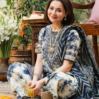 SAPPHIRE.B-3PC LAWN EMBROIDERED PRINTED SHIRT WITH CHIFFON PRINT DUPATTA AND PRINT TROUSER-BIC-2527