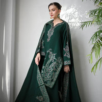 3PC DHANAK EMBROIDERED SHIRT WITH DHANAK EMBROIDERED SHAWL & TROUSER-BIC-1419