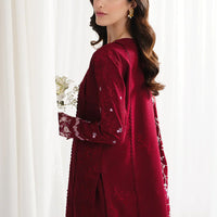 GARNET-3PC DHANAK EMBROIDERED SHIRT WITH DHANAK EMBROIDERED SHAWL & TROUSER-4312