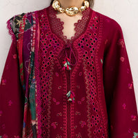 REPUBLIC 3PC DHANAK EMBROIDERED SHIRT WITH COURTRAI PRINTED SHAWL & DHANAK TOUSER-14278