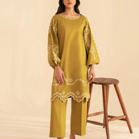 BATIK-2PC DHANAK EMBROIDRED SHIRT WITH DHANAK EMBROIDRED SLEEVES-122