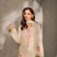 MIRANA - 3PC DHANAK EMBROIDERED SHIRT WITH BAMBER CHIFFON DUPATTA AND TROUSER-14289