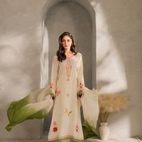 MIRANA - 3PC DHANAK EMBROIDERED SHIRT WITH BAMBER CHIFFON DUPATTA AND TROUSER-14289