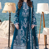 QALAMQAR-3PC DHANAK HEAVY EMBROIDERED SHIRT WITH CHIFFON HEAVY EMBROIDERED DUPATTA AND TROUSER-14021