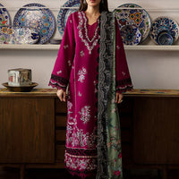 REPUBLIC-3PC DHANAK SEQUENCE EMBROIDERED SHIRT WITH COURTRAI PRINTED SHAWL & DHANAK TOUSER-4209