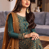 ASIM JOFA-3PC DHANAK EMBROIDERED SHIRT WITH DHANAK EMBROIDERED DUPATTA AND TROUSER - 14153