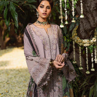 SAPPHIRE-3PC UNSTITCHED DHANAK EMBROIDERED SHIRT WITH COURTRAI WOOL PRINTED SHAWL AND EMB TROUSER-14100