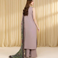 SAPPHIRE-3PC UNSTITCHED DHANAK EMBROIDERED SHIRT WITH COURTRAI WOOL PRINTED SHAWL AND EMB TROUSER-14100