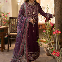 ASIM JOFA-3PC DHANAK EMBROIDRED SHIRT WITH COURTRAI PRINTED SHAWL AND TROUSER-BIC-14252