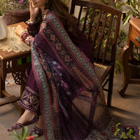 ASIM JOFA-3PC DHANAK EMBROIDRED SHIRT WITH COURTRAI PRINTED SHAWL AND TROUSER-BIC-14252