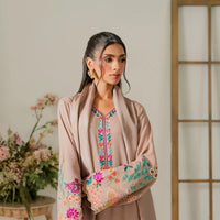 VINTAGE 3PC DHANAK EMBROIDERED SHIRT WITH TYE & DYE CHIFFON DUPATTA AND TROUSER-14265