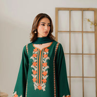 VINTAGE-3PC DHANAK EMBROIDERED SHIRT WITH BAMBER CHIFFON DUPATTA & TROUSER-4248