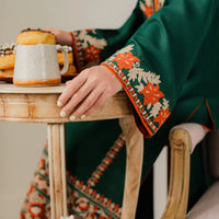 VINTAGE-3PC DHANAK EMBROIDERED SHIRT WITH BAMBER CHIFFON DUPATTA & TROUSER-4248