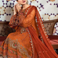 MARIA.B-3PC DHANAK EMBROIDERED SHIRT WITH CHIFFON EMBROIDERED DUPATTA & TROUSER - 14077