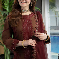 ASIM JOFA-3PC Dhanak EMBROIDERED SHIRT WITH Dhanak EMBROIDERED Shawl AND Dhanak TROUSER - 14056