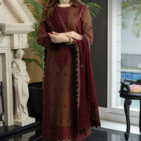 ASIM JOFA-3PC Dhanak EMBROIDERED SHIRT WITH Dhanak EMBROIDERED Shawl AND Dhanak TROUSER - 14056