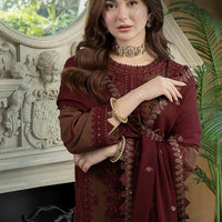 ASIM JOFA-3PC Dhanak EMBROIDERED SHIRT WITH Dhanak EMBROIDERED Shawl AND Dhanak TROUSER - 14056