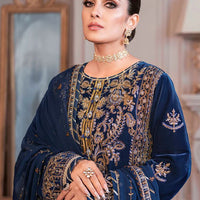 ASIM JOFA - 3PC UNSTITCHED VELVET EMBROIDERED SHIRT WITH CHIFFON EMBROIDERED DUPATTA & TROUSER-14311