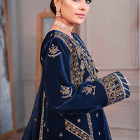 ASIM JOFA - 3PC UNSTITCHED VELVET EMBROIDERED SHIRT WITH CHIFFON EMBROIDERED DUPATTA & TROUSER-14311