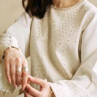 ZARA SHAHJAHAN-3PC DHANAK EMBROIDERED SHIRT WITH SLUB DHANAK EMBROIDERED SHAWL-14010