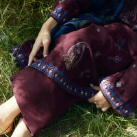 ZARA SHAH JAHAN-3PC DHANAK EMBROIDERED SHIRT WITH COURTRAI WOOL PRINTED SHAWL AND TROUSER-14045