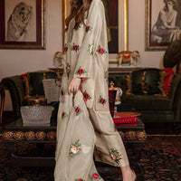 Silk 3PC Embroidered With Organza Embroidered Dupatta-11316