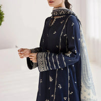 JAZMIN-3PC DHANAK SEQUENCE EMBROIDERED SHIRT WITH COUTRAI PRINTED SHAWL & DHANAK TOUSER-BIC-14182