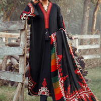 MARIA B -3PC KHADDAR HEAVY EMBROIDERED SHIRT WITH WOOL PRINT SHAWL AND TROUSER-13103 (A)
