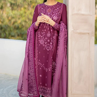 ASIM JOFA - 3PC UNSTITCHED LAWN HEAVY EMBROIDERED SHIRT WITH ORGANZA HEAVY EMBROIDERED DUPATTA - 3584