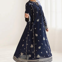 JAZMIN-3PC DHANAK SEQUENCE EMBROIDERED SHIRT WITH COUTRAI PRINTED SHAWL & DHANAK TOUSER-BIC-14182