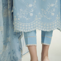 CROSS STITCH-3PC DHANAK EMBROIDERED SHIRT WITH COUTRAI PRINTED SHAWL AND TROUSER-14109