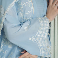 CROSS STITCH-3PC DHANAK EMBROIDERED SHIRT WITH COUTRAI PRINTED SHAWL AND TROUSER-14109