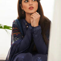 Seran 3PC DHANAK Unstitched EMBROIDERED SHIRT WITH PRINTED WOOL SHAWL-4020