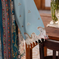 SAPPHIRE-3PC DHANAK EMBROIDERED SHIRT WITH COURTRAI PRINTED SHAWL AND TROUSER-14267