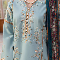 SAPPHIRE-3PC DHANAK EMBROIDERED SHIRT WITH COURTRAI PRINTED SHAWL AND TROUSER-14267
