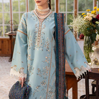 SAPPHIRE-3PC DHANAK EMBROIDERED SHIRT WITH COURTRAI PRINTED SHAWL AND TROUSER-14267