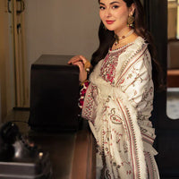 ASIM JOFA-3PC DHANAK SEQUENCE EMBROIDERED SHIRT WITH DHANAK EMBROIDERED SHAWL & DHANAK TOUSER-BIC- 14060