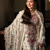 ASIM JOFA-3PC DHANAK SEQUENCE EMBROIDERED SHIRT WITH DHANAK EMBROIDERED SHAWL & DHANAK TOUSER-BIC- 14060