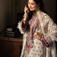ASIM JOFA-3PC DHANAK SEQUENCE EMBROIDERED SHIRT WITH DHANAK EMBROIDERED SHAWL & DHANAK TOUSER-BIC- 14060