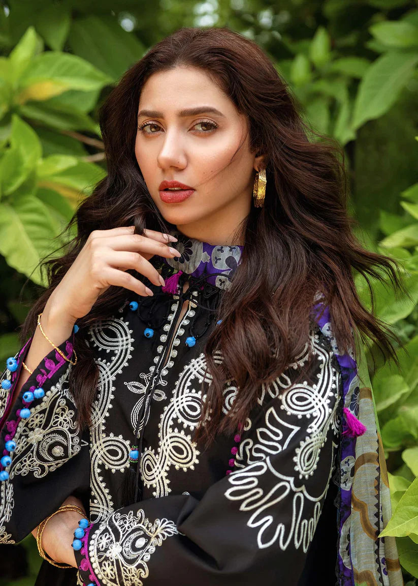 Sira by Sadaf - Dhanak 3PC Unstitched Embroidered Shirt with Digital Printed Wool Shawl-13253