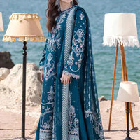 QALAMQAR-3PC DHANAK HEAVY EMBROIDERED SHIRT WITH CHIFFON HEAVY EMBROIDERED DUPATTA AND TROUSER-14021