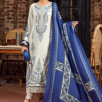 MARIA B - UNSTITCHED 3PC KHADDAR HEAVY EMBROIDERED WITH WOOL SHAWL - 14156