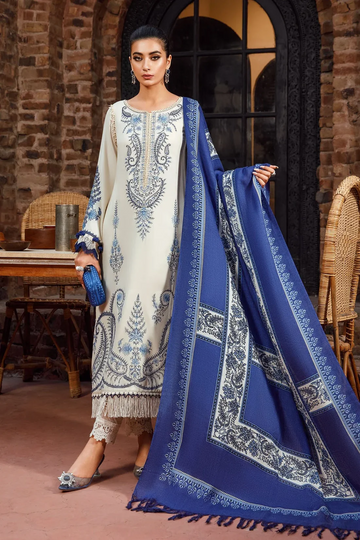 MARIA B - UNSTITCHED 3PC KHADDAR HEAVY EMBROIDERED WITH WOOL SHAWL - 14156