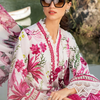 MARIA.B-3PC LAWN EMBROIDERED PRINTED SHIRT WITH CHIFFON PRINT DUPATTA AND PRINT TROUSER-BIC-2520
