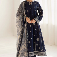 JAZMIN-3PC DHANAK SEQUENCE EMBROIDERED SHIRT WITH COUTRAI PRINTED SHAWL & DHANAK TOUSER-BIC-14182