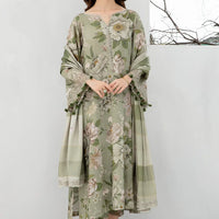 JAZMIN-3PC KHADDAR SHIRT WITH KHADDAR PRINT DUPATTA AND PRINT TROUSER-12559