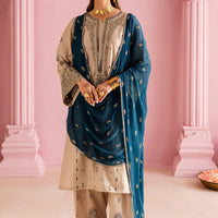 BATIK-3PC DHANAK EMBROIDERED SHIRT WITH DHANAK EMBROIDERED SHAWL & EMB TROUSER-4162