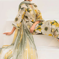 BAROQUE - 3PC USTITCHED KARANDI PRINTED SHIRT WITH KARANDI PRINTED DUPATTA AND TROUSER-BIC-12573